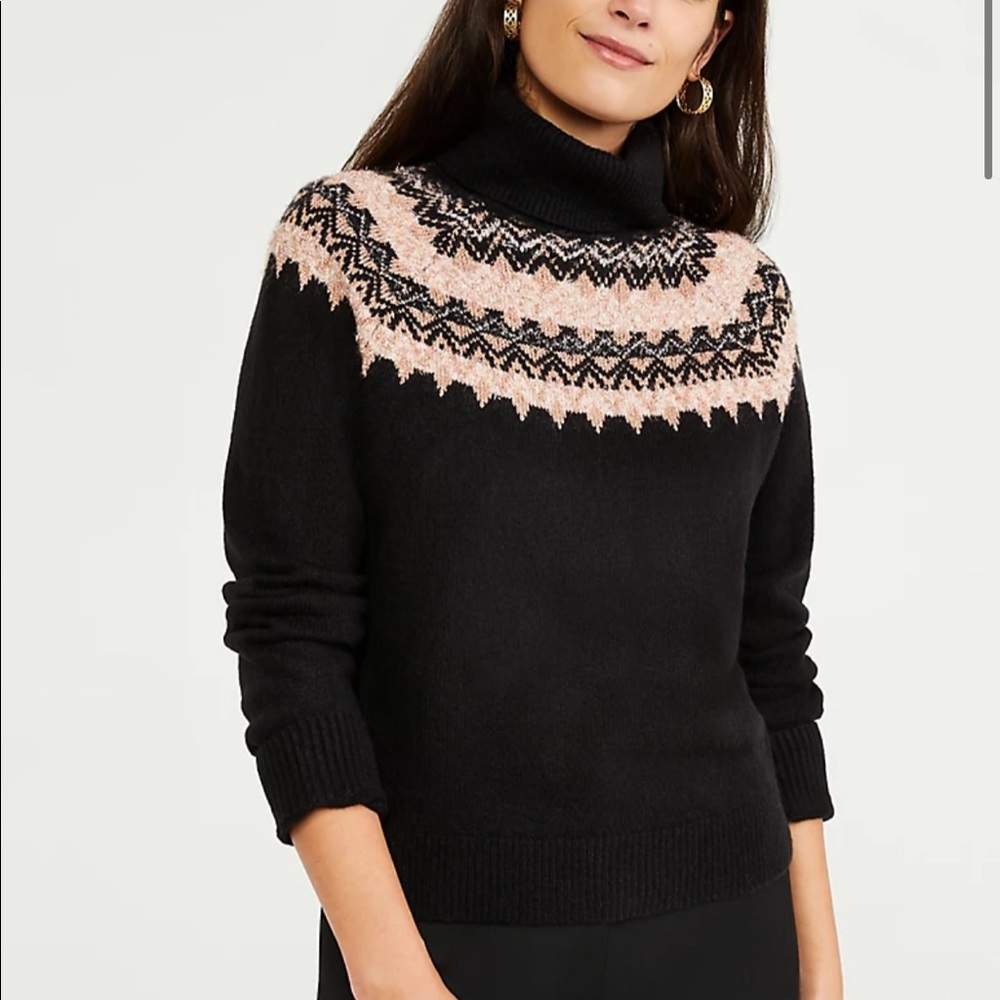 NWT Ann Taylor Shimmer FairIsle Turtleneck Sweater